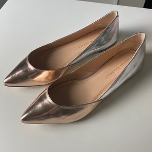 Loeffler Randall Metallic Leather Pointed Toe Ballet Flat 9.5B